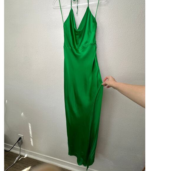 NWT Nicholas Lucinda Green Silk Halter Slip Maxi Dress Women’s US 6 - Picture 2 of 15